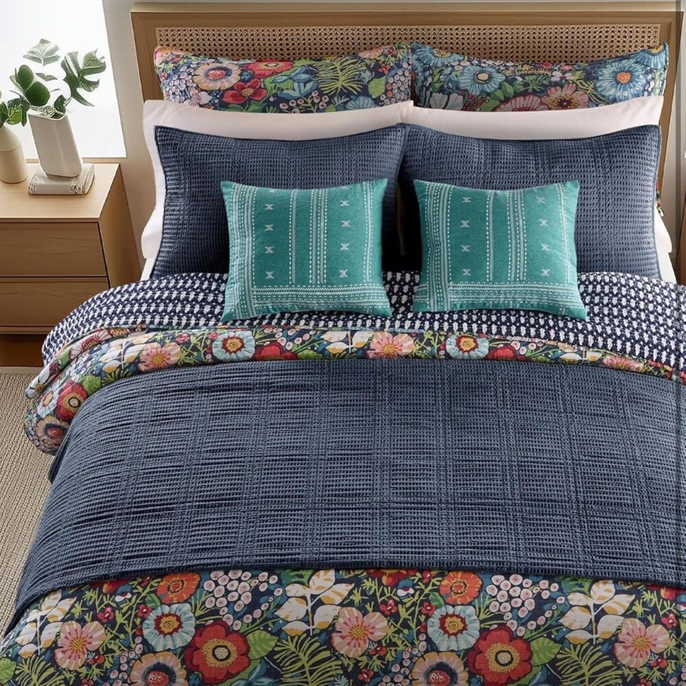 ๐ PB Style Bohemian Moody KING Quilt Bedding Set Shams Pillow Reversible Cotton - Picture 9 of 10